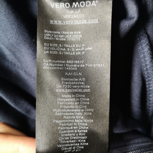 Vero Moda Navy Blue & Silver lace dress S - Picture 10 of 12